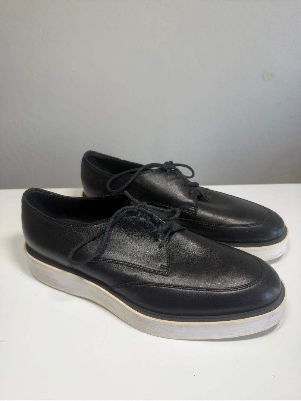 BOTTEGA VENETA Black Leather Platform Derby Shoes Sneaker Sole EU 39 / US 9